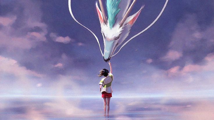  a picture of Chihiro and the dragon spirit from spirited away